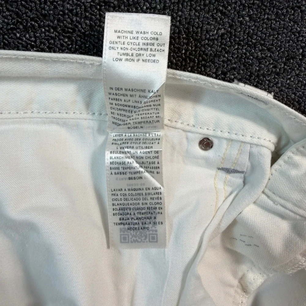 True Religion Straight Leg White Jeans Mens 42x34 Grey Stitch Baggy Wide Leg Y2K